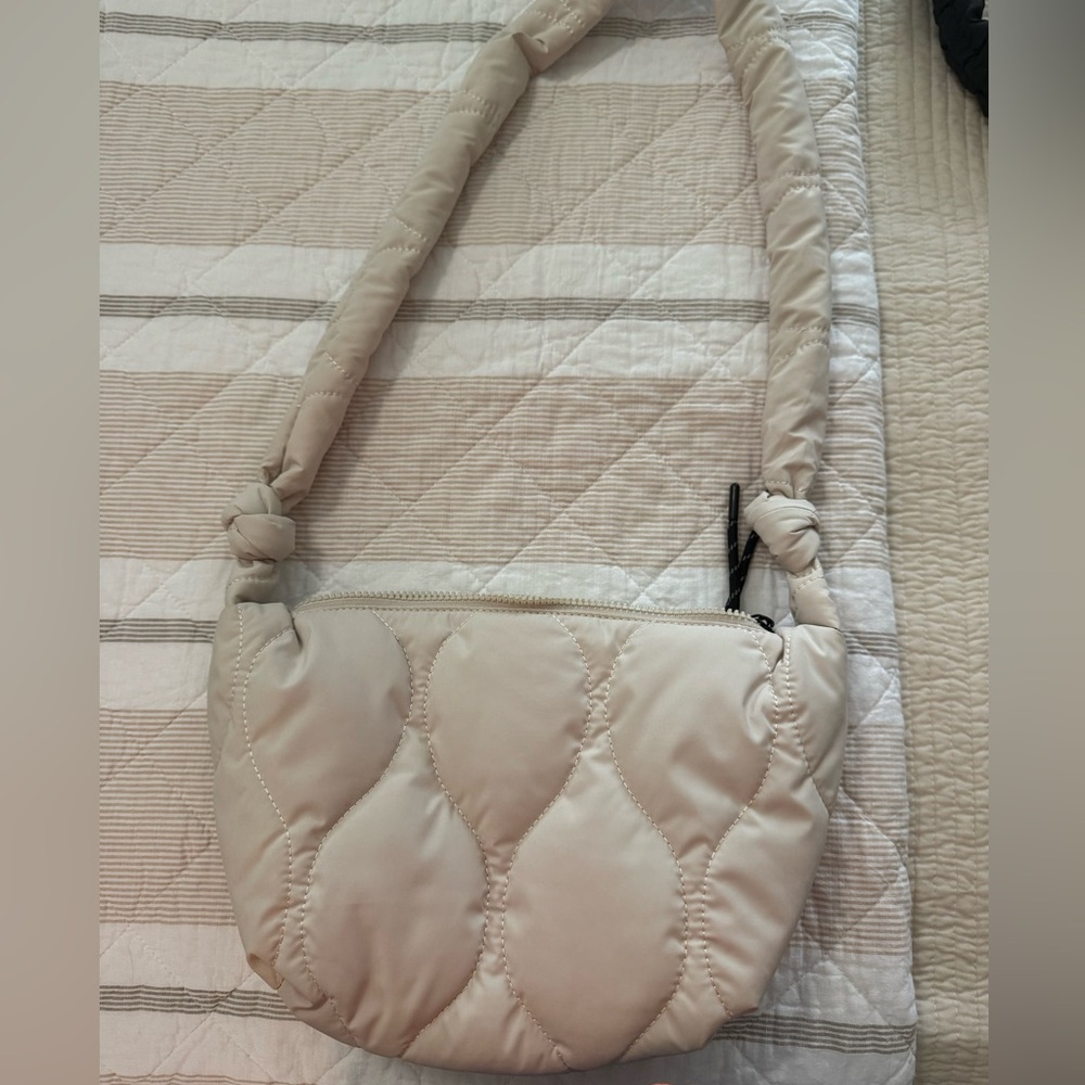 Cream Quilted Shoulder/X Body Bag